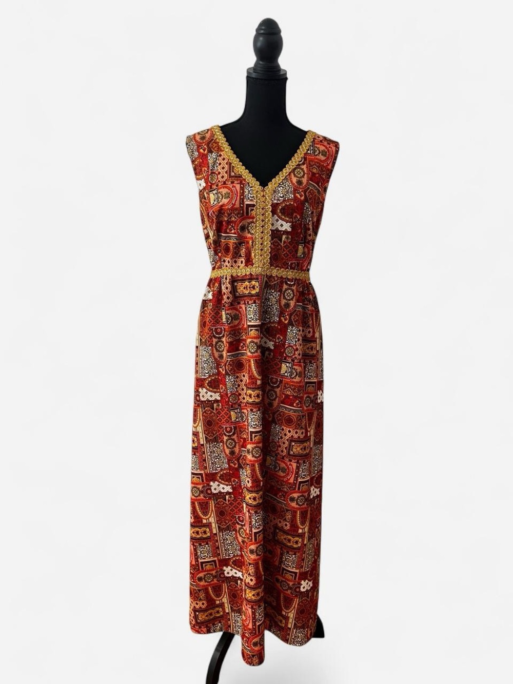 True Vintage Women’s 70s Psychedelic Maxi Dress Retro Mod Go Go Festival Hippie